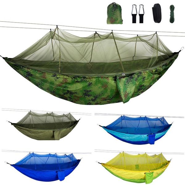 camp furniture 2 person portable outdoor camping hammock with mosquito net high strength parachute fabric hanging bed hunting sleeping swing
camp furniture 2 person portable outdoor camping hammock with mosquito net high strength parachute fabric hanging bed hunting sleeping swing