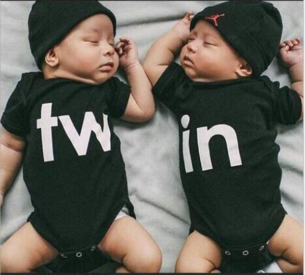 2pcs baby twins outfits girls boys bodysuits black white letter print short sleeve born boy clothes rompers, Blue
2pcs baby twins outfits girls boys bodysuits black white letter print short sleeve born boy clothes rompers, Blue