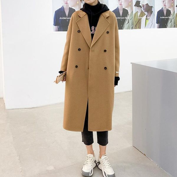 women's wool & blends anti-season women double-faced cashmere coat 2021 spring autumn double-breasted loose woolen solid color korean o, Black
women's wool & blends anti-season women double-faced cashmere coat 2021 spring autumn double-breasted loose woolen solid color korean o, Black