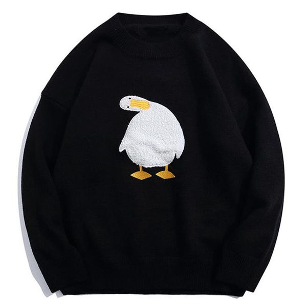 men's sweaters streetwear harajuku cartoon duck pattern knitted loose jumpers fashion casual autumn sweater pullover men women, White;black
men's sweaters streetwear harajuku cartoon duck pattern knitted loose jumpers fashion casual autumn sweater pullover men women, White;black