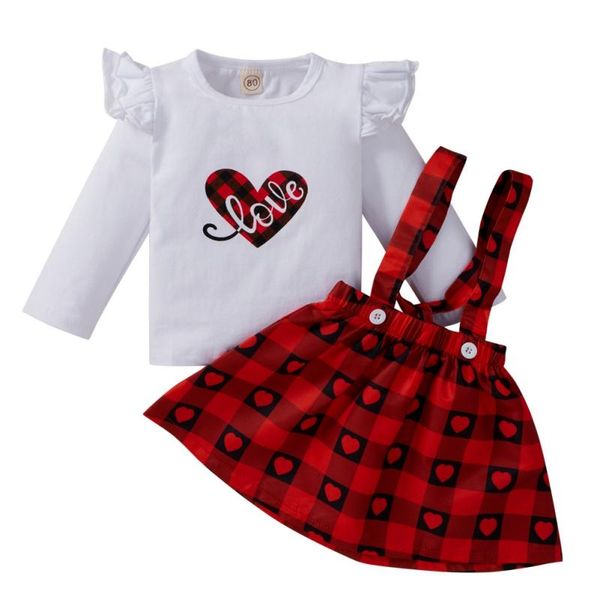 clothing sets kids baby girls 2pcs outfit long sleeve heart shirt + red plaid strap skirt back bowknot cute spring clothes, White
clothing sets kids baby girls 2pcs outfit long sleeve heart shirt + red plaid strap skirt back bowknot cute spring clothes, White