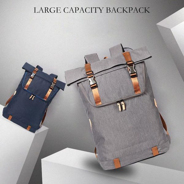 backpack solid fashion men large capacity double camping casual travel with front pocket 2022 
backpack solid fashion men large capacity double camping casual travel with front pocket 2022
