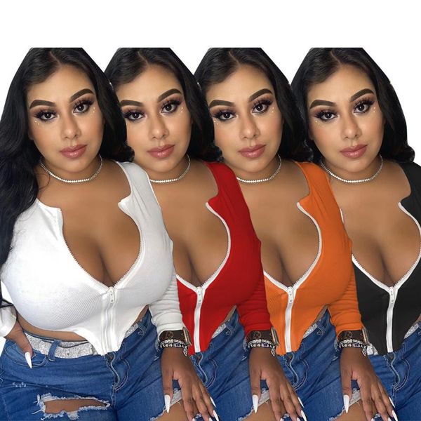 plus size t-shirt womens summer long sleeve ribbed knit zip up deep v neck crop solid color bodycon sports shirts 4xl, Black
plus size t-shirt womens summer long sleeve ribbed knit zip up deep v neck crop solid color bodycon sports shirts 4xl, Black