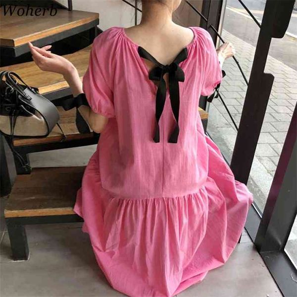 vestidos mujer chic back hollow out lace-up bow dress loose short sleeve robe korean fashion summer maxi dresses 210519, Black;gray
vestidos mujer chic back hollow out lace-up bow dress loose short sleeve robe korean fashion summer maxi dresses 210519, Black;gray