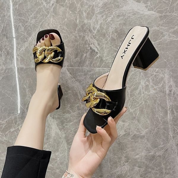 summer womens sandals 2021 new one line belt high heel sandal metal decoration fashion comfortable womens shoes 6cm, Black
summer womens sandals 2021 new one line belt high heel sandal metal decoration fashion comfortable womens shoes 6cm, Black
