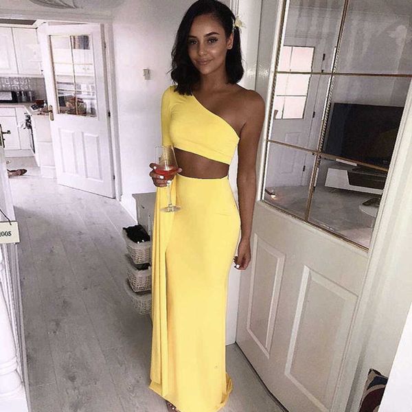 open casual dresses navel one shoulder fishtail split two piece drs 8909, Black;gray
open casual dresses navel one shoulder fishtail split two piece drs 8909, Black;gray