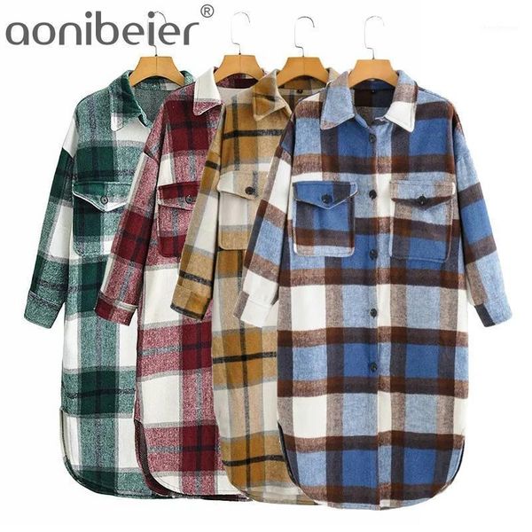 women's wool & blends aonibeier green blue red checked longline loose shirt autumn winter drop shouldere single breasted women plaid ja, Black
women's wool & blends aonibeier green blue red checked longline loose shirt autumn winter drop shouldere single breasted women plaid ja, Black