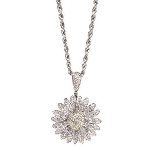 hip hop rotational zircon sunflower pendant necklaces for men women religion christianity luxury jewelry gold plated copper zircons twist ch, Silver
hip hop rotational zircon sunflower pendant necklaces for men women religion christianity luxury jewelry gold plated copper zircons twist ch, Silver