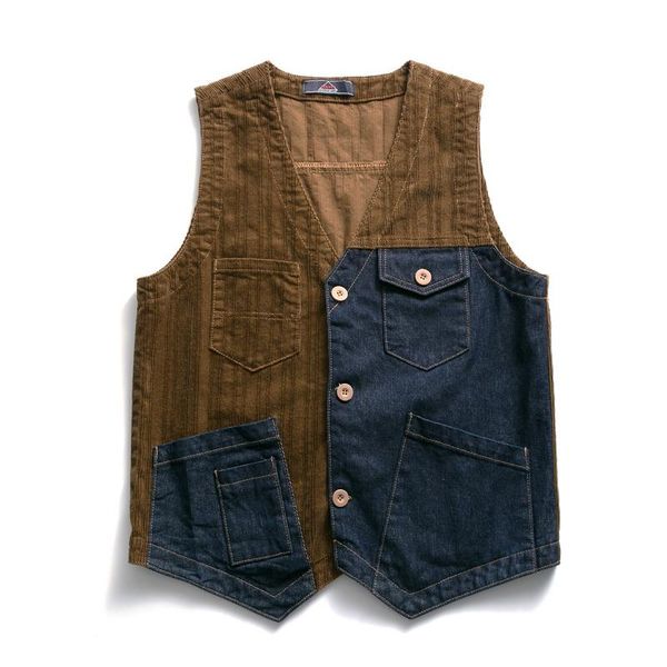 high street fashion denim vest functional loose color matching v-neck jacket for men and women men's jackets, Black;brown
high street fashion denim vest functional loose color matching v-neck jacket for men and women men's jackets, Black;brown
