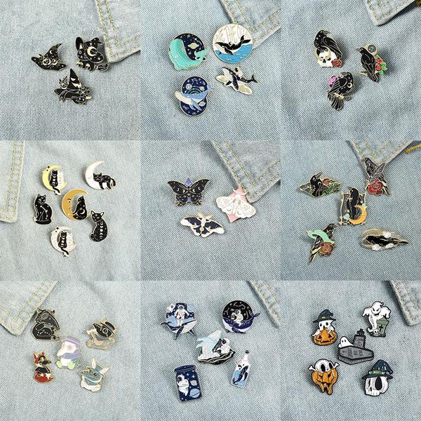 pins, brooches 3-6pcs/set gothic space punk enamel pins witch cat raven moth animal brooch lapel pin badges halloween jewelry gifts wholesal, Gray
pins, brooches 3-6pcs/set gothic space punk enamel pins witch cat raven moth animal brooch lapel pin badges halloween jewelry gifts wholesal, Gray