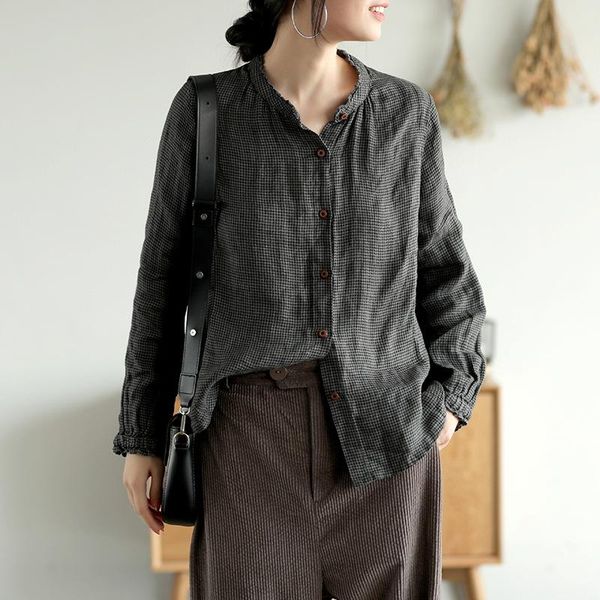 women's blouses & shirts plaid women shirt long sleeve cotton 2021 autumn summer loose linen thin casual, White
women's blouses & shirts plaid women shirt long sleeve cotton 2021 autumn summer loose linen thin casual, White