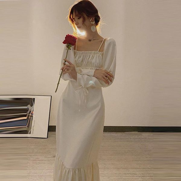 casual dresses women folds white vintage 2021 autumn style retro sweet one-shoulder square neck puff sleeve trumpet dress, Black;gray
casual dresses women folds white vintage 2021 autumn style retro sweet one-shoulder square neck puff sleeve trumpet dress, Black;gray