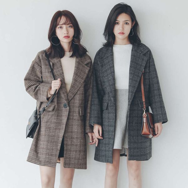 autumn and winter version cotton thickened plaid wool coat women's middle long thin wool coat, Black;brown
autumn and winter version cotton thickened plaid wool coat women's middle long thin wool coat, Black;brown
