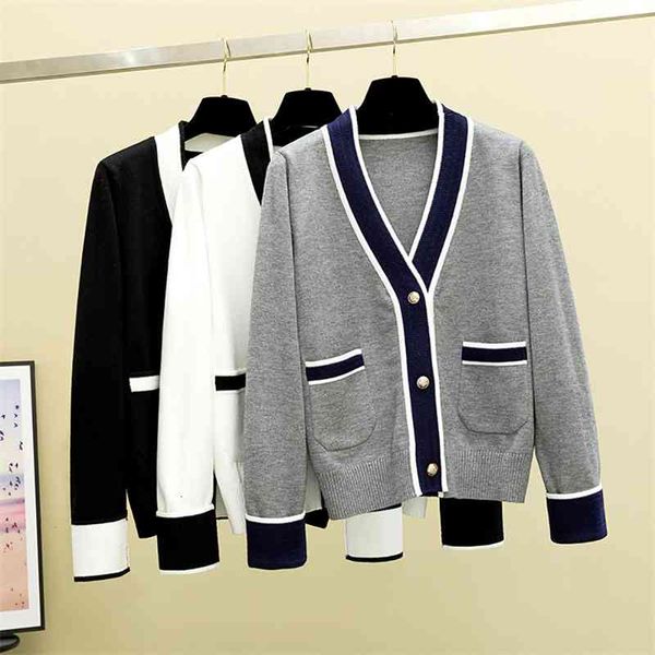 women's knits & tees spring autumn patchwork metal button cotton short cardigan women long sleeve v-neck baggy loose s-xl woman sw, White
women's knits & tees spring autumn patchwork metal button cotton short cardigan women long sleeve v-neck baggy loose s-xl woman sw, White