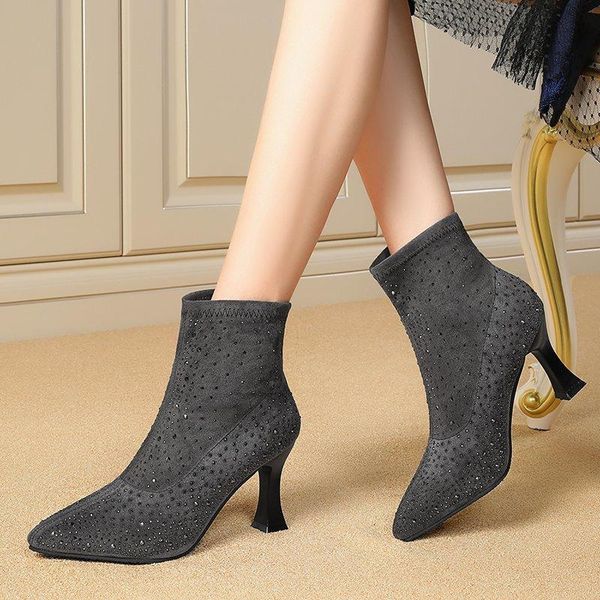 boots 2021 autumn winter women bling knitting high heels ankle crystal pointed toe dress shoes stiletto ladies botas mujer 8404g, Black
boots 2021 autumn winter women bling knitting high heels ankle crystal pointed toe dress shoes stiletto ladies botas mujer 8404g, Black