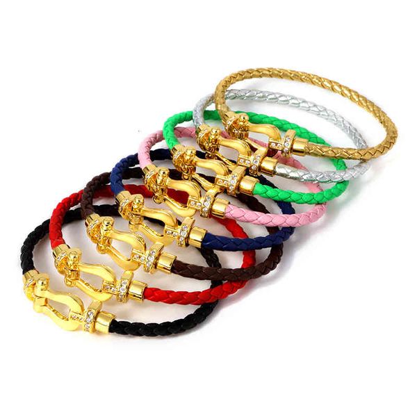 bangles bracelet u-shaped micro inlaid half brick leather rope magnetic buckle horseshoe multicolor, Black
bangles bracelet u-shaped micro inlaid half brick leather rope magnetic buckle horseshoe multicolor, Black