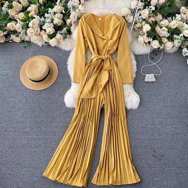 women's jumpsuits & rompers spring autumn overalls for women long sleeve v-neck pleated wide leg pants 2021 fashion ladies double-breas, Black;white
women's jumpsuits & rompers spring autumn overalls for women long sleeve v-neck pleated wide leg pants 2021 fashion ladies double-breas, Black;white