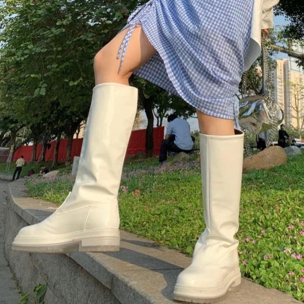 boots deat 2021 spring summer fashion knee length women round head transparent sole patent white sleeve women's sh572, Black
boots deat 2021 spring summer fashion knee length women round head transparent sole patent white sleeve women's sh572, Black