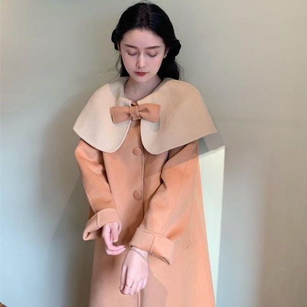 women's wool & blends british style round collar woolen coat winter 2021 designer female bow cloak, Black
women's wool & blends british style round collar woolen coat winter 2021 designer female bow cloak, Black