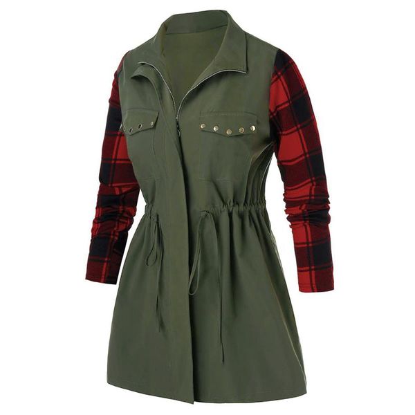 plus size outerwear & coats 5xl women zipper plaid print long sleeve turn-down collar autumn colorblock elastic waist spliced casual cl, Black
plus size outerwear & coats 5xl women zipper plaid print long sleeve turn-down collar autumn colorblock elastic waist spliced casual cl, Black
