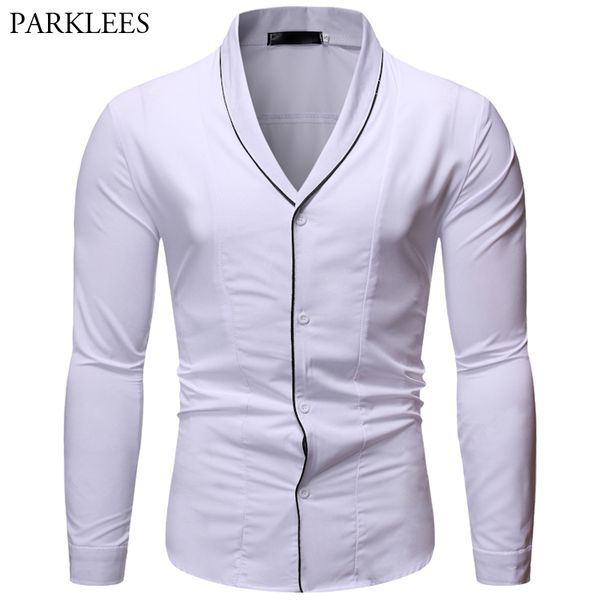 black and white solid color simple shirt men shawl collar casual slim fit long sleeve mens dress shirts camisa hombre 210524, White;black
black and white solid color simple shirt men shawl collar casual slim fit long sleeve mens dress shirts camisa hombre 210524, White;black