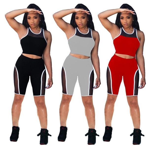 women's tracksuits drop 2021 women color block set gym sports wear mesh short two piece sets summer, Gray
women's tracksuits drop 2021 women color block set gym sports wear mesh short two piece sets summer, Gray