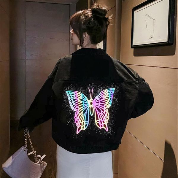 jeans jacket women butterfly print fashion beading long sleeve denim short coat autumn womens loose 2021 women's jackets, Black;brown
jeans jacket women butterfly print fashion beading long sleeve denim short coat autumn womens loose 2021 women's jackets, Black;brown