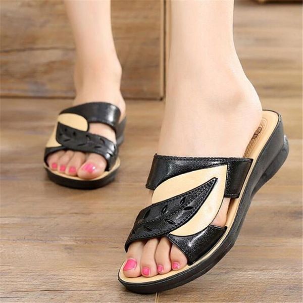 slippers fashion summer wedge shoes woman leather hollow leaves sandals soft comfortable beach roman gladiator women's slides, Black
slippers fashion summer wedge shoes woman leather hollow leaves sandals soft comfortable beach roman gladiator women's slides, Black