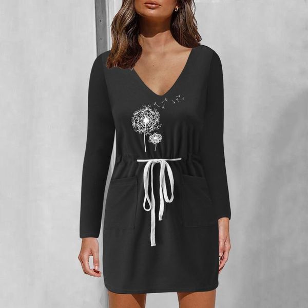 casual dresses women's autumn long sleeves v-neck dandelion prints waist drawstring pockets mini dress fall summer 2021 for the beach, Black;gray
casual dresses women's autumn long sleeves v-neck dandelion prints waist drawstring pockets mini dress fall summer 2021 for the beach, Black;gray