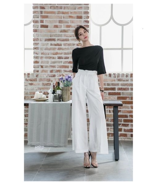 women's two piece pants korean version of the black sleeves one shoulder t-shirt + high waist loose thin wide leg pants suit x7oz, White
women's two piece pants korean version of the black sleeves one shoulder t-shirt + high waist loose thin wide leg pants suit x7oz, White