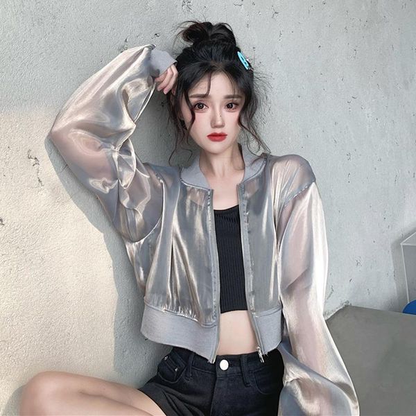 women's jackets harajuku transparent thin crop jacket womens summer streetwear loose organza bomber basic coat outerwear chaquetas muje, Black;brown
women's jackets harajuku transparent thin crop jacket womens summer streetwear loose organza bomber basic coat outerwear chaquetas muje, Black;brown