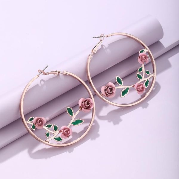hoop & huggie wholesale ear jewelry trendy rose flower big circle earrings alloy metal girl gift statement earring, Golden;silver
hoop & huggie wholesale ear jewelry trendy rose flower big circle earrings alloy metal girl gift statement earring, Golden;silver