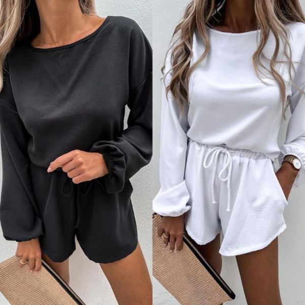 women's tracksuits summer ladies 2 pieces/set shorts suit long-sleeved solid color drawstring o-neck sports, Gray
women's tracksuits summer ladies 2 pieces/set shorts suit long-sleeved solid color drawstring o-neck sports, Gray