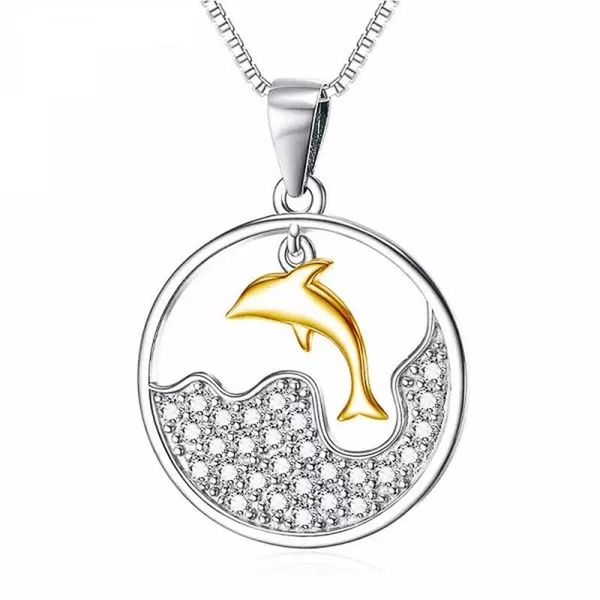 pendant necklaces huitan cute gold color dolphin girl's necklace fashion two tone design funny women accessories statement jewelry gift, Silver
pendant necklaces huitan cute gold color dolphin girl's necklace fashion two tone design funny women accessories statement jewelry gift, Silver