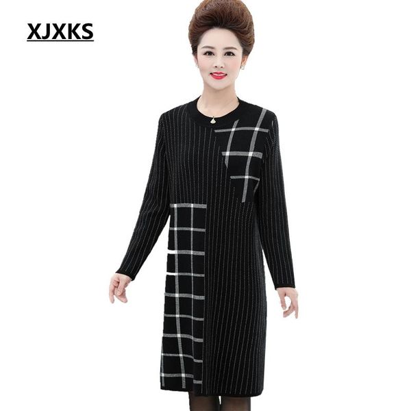 women's sweaters xjxks womens winter sweater plus size o-neck pullover ladies large plaid dresses female long, White;black
women's sweaters xjxks womens winter sweater plus size o-neck pullover ladies large plaid dresses female long, White;black