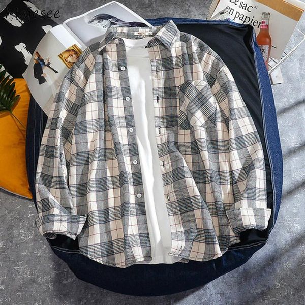 men's casual shirts men plaid retro long sleeve simple leisure mens plus size 5xl loose pocket chic trendy harajuku all-match couples i, White;black
men's casual shirts men plaid retro long sleeve simple leisure mens plus size 5xl loose pocket chic trendy harajuku all-match couples i, White;black