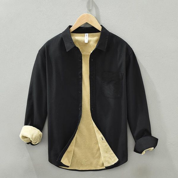 men's casual shirts autumn winter thickened plus velvet long-sleeved cotton trendy in-line base to keep warm clothes, White;black
men's casual shirts autumn winter thickened plus velvet long-sleeved cotton trendy in-line base to keep warm clothes, White;black