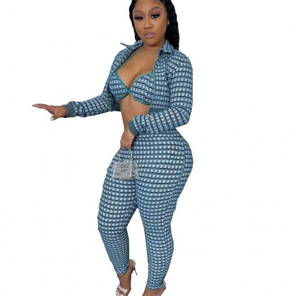 women autumn fashion plaid print three piece suit skinny turn-down collar zipper crop trausers matching set club wear, White
women autumn fashion plaid print three piece suit skinny turn-down collar zipper crop trausers matching set club wear, White