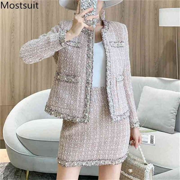vintage elegant tweed women two piece skirt sets outfits autumn winter beading coat jacket + high waist mini 210513, White
vintage elegant tweed women two piece skirt sets outfits autumn winter beading coat jacket + high waist mini 210513, White