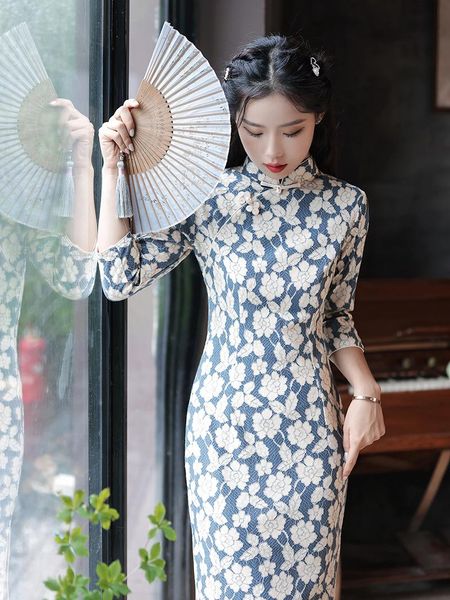 ethnic clothing knee-length lace vestidos improved qipao slim print classic chinese dress formal gown elegant mandarin collar cheongsam, Red
ethnic clothing knee-length lace vestidos improved qipao slim print classic chinese dress formal gown elegant mandarin collar cheongsam, Red