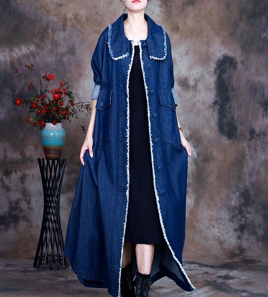 women's trench coats women autumn denim coat outerwear ladies spring ripped loose oat female long 2021, Tan;black
women's trench coats women autumn denim coat outerwear ladies spring ripped loose oat female long 2021, Tan;black