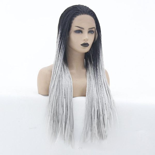 synthetic wigs sinuo ombre grey hair lace front heat resistant fiber long gray twists box braids natural realistic for women, Black
synthetic wigs sinuo ombre grey hair lace front heat resistant fiber long gray twists box braids natural realistic for women, Black