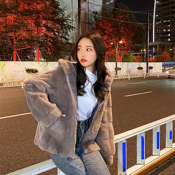 women's fur & faux fashion quilted jacket ladies winter coat wear mink plush slim short, Black
women's fur & faux fashion quilted jacket ladies winter coat wear mink plush slim short, Black