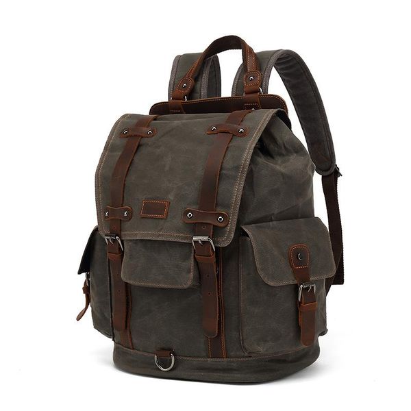 backpack vintage canvas leather waterproof travel mochila masculina rucksack men waxed lapbagpack
backpack vintage canvas leather waterproof travel mochila masculina rucksack men waxed lapbagpack