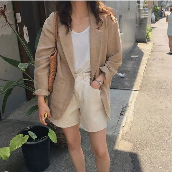 women's jackets fairynatural 2021 female retro linen loose spring fall solid color women turn down collar button coats, Black;brown
women's jackets fairynatural 2021 female retro linen loose spring fall solid color women turn down collar button coats, Black;brown