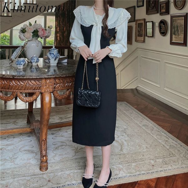 kimutomo 2 piece set women french style vintage lace-up peter pan collar blouse and black strap dress autumn fashion elegant 210521, White
kimutomo 2 piece set women french style vintage lace-up peter pan collar blouse and black strap dress autumn fashion elegant 210521, White