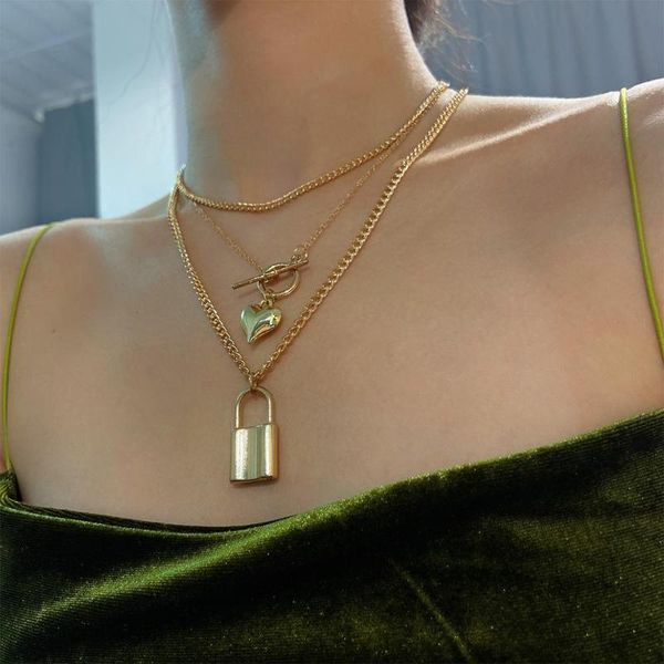 2pcs multilayer punk hip hop gothic lover love padlock pendant clavicle women necklace fashion charm couple jewelry gift necklaces, Silver
2pcs multilayer punk hip hop gothic lover love padlock pendant clavicle women necklace fashion charm couple jewelry gift necklaces, Silver