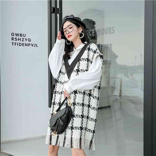 casual dresses oversized v neck knitting plaid women tassels white plus size loose spring korean clothes rufb, Black;gray
casual dresses oversized v neck knitting plaid women tassels white plus size loose spring korean clothes rufb, Black;gray