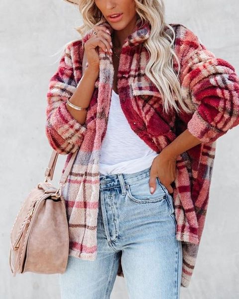 women's jackets jacket plaid print long sleeve flap pocket teddy coat 2021, Black;brown
women's jackets jacket plaid print long sleeve flap pocket teddy coat 2021, Black;brown