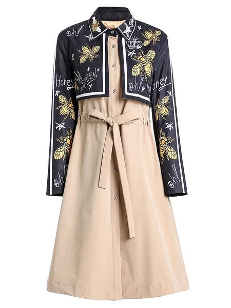 women's jackets fall / winter 2021 printed bee lapel fake two casual long coats, Black;brown
women's jackets fall / winter 2021 printed bee lapel fake two casual long coats, Black;brown
